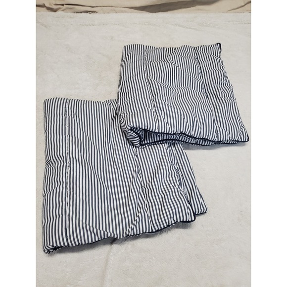 Pottery Barn Other - Pottery Barn White Blue Striped Quilted Standard Pillowcases Sham Set 2 Classic
